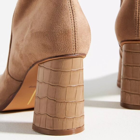 NEW DOLCE VITA Petya Suede Dress Heel Booties mushroom for women 563tn - Picture 4 of 8